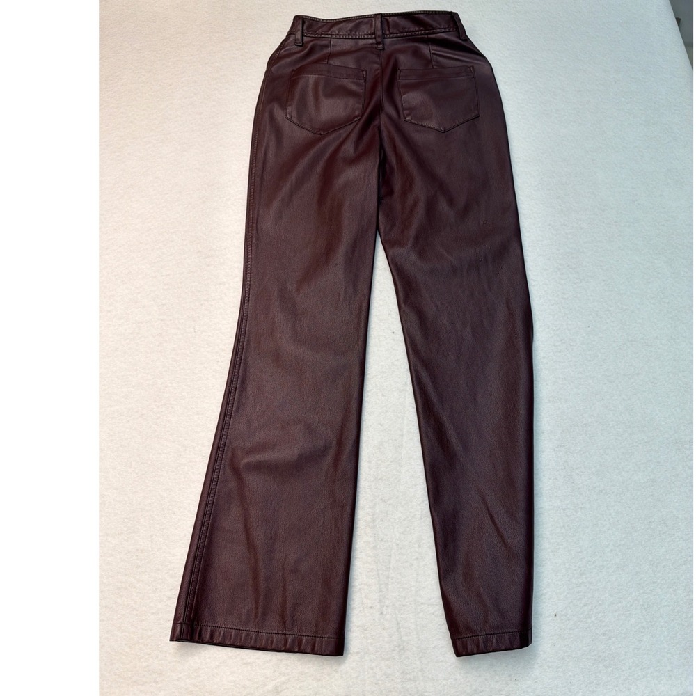 Marissa Webb Collective Burgundy Vegan Faux Leather Wide Leg Pants Size 0 - Picture 6 of 8